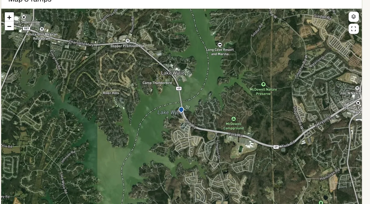 Lake Wylie, with the shade line traced along its banks